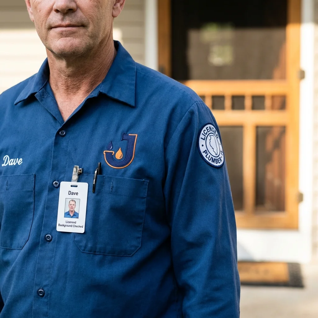Licensed plumber showing ID badge in Airway Heights, WA