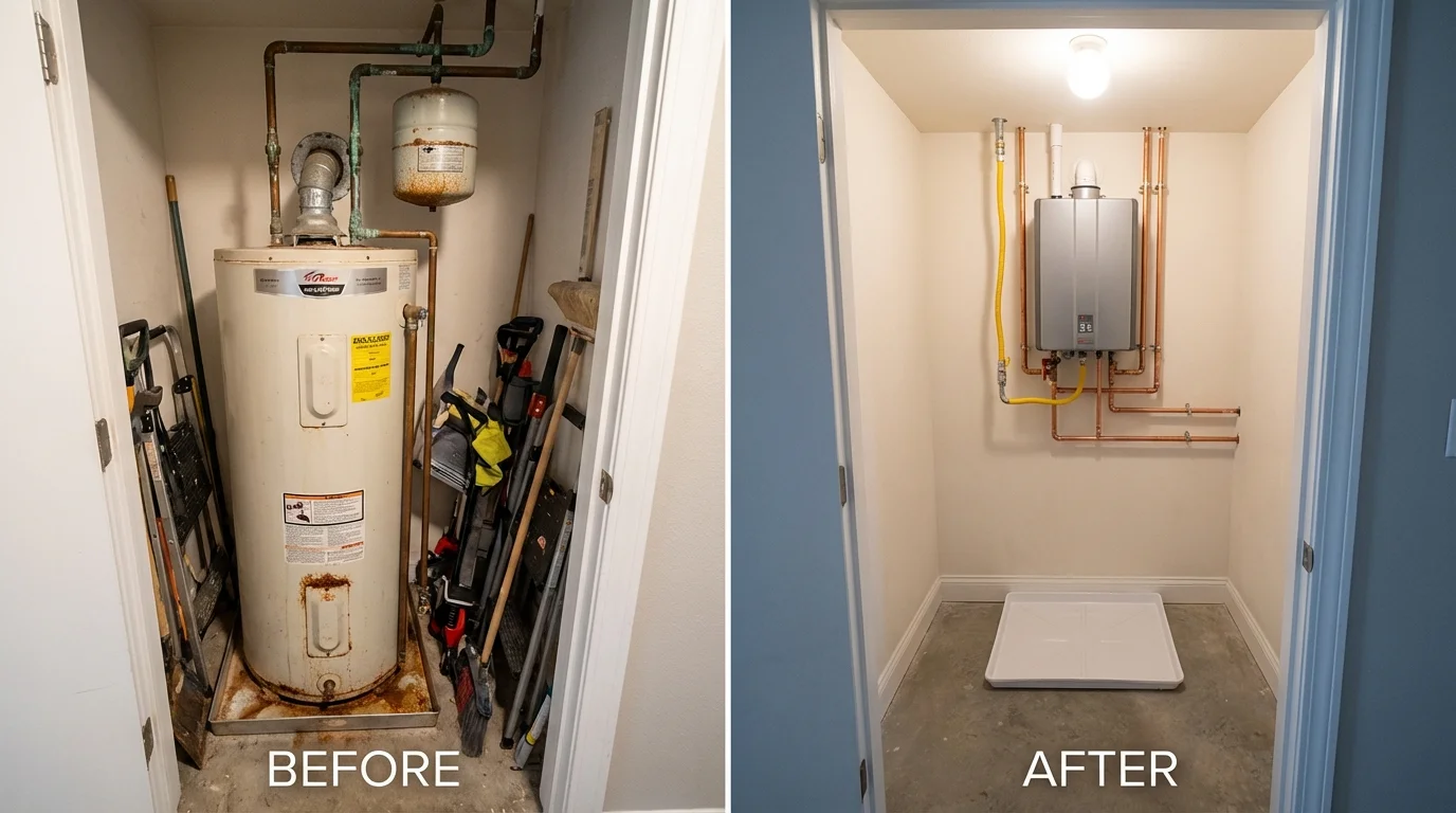 Tank water heater versus wall-mounted tankless unit comparison for Airway Heights, WA homeowners